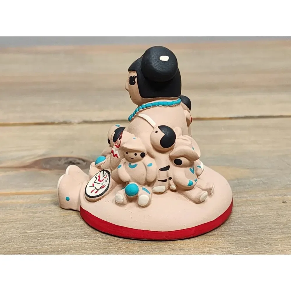 1991 Cleo Teissedre Storyteller Girl with Dolls Kids Pottery Figure Navajo